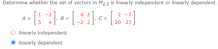 solved-show-that-the-set-is-linearly-dependent-by-finding-a-chegg