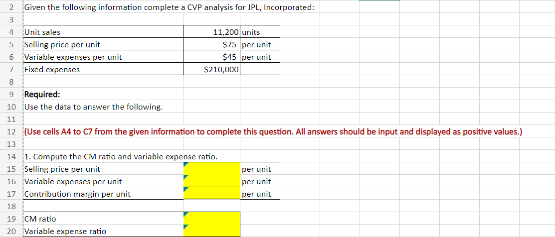 Solved 2 Given the following information complete a CVP | Chegg.com