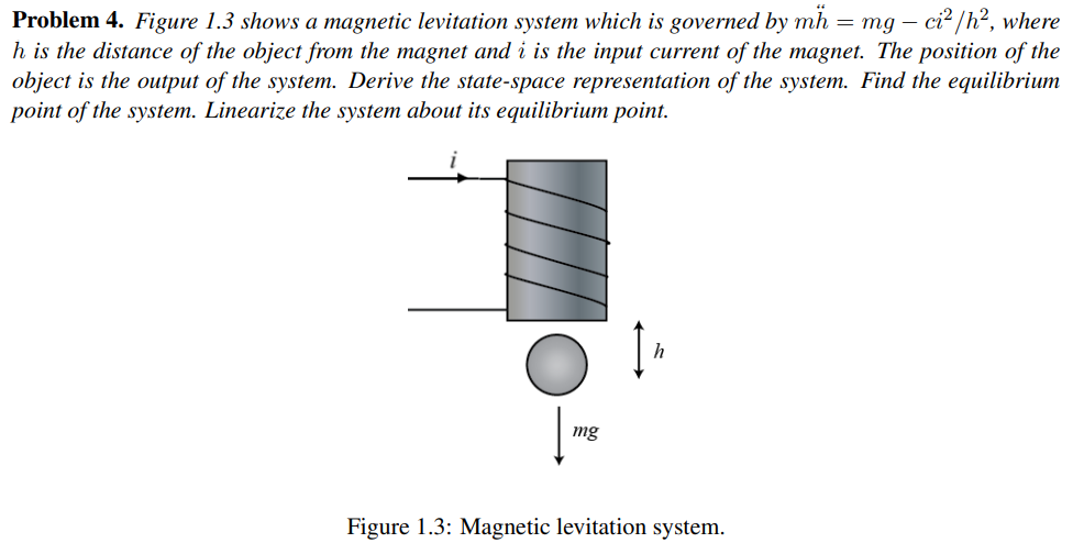 Solved Problem 4. Figure 1.3 shows a magnetic levitation | Chegg.com