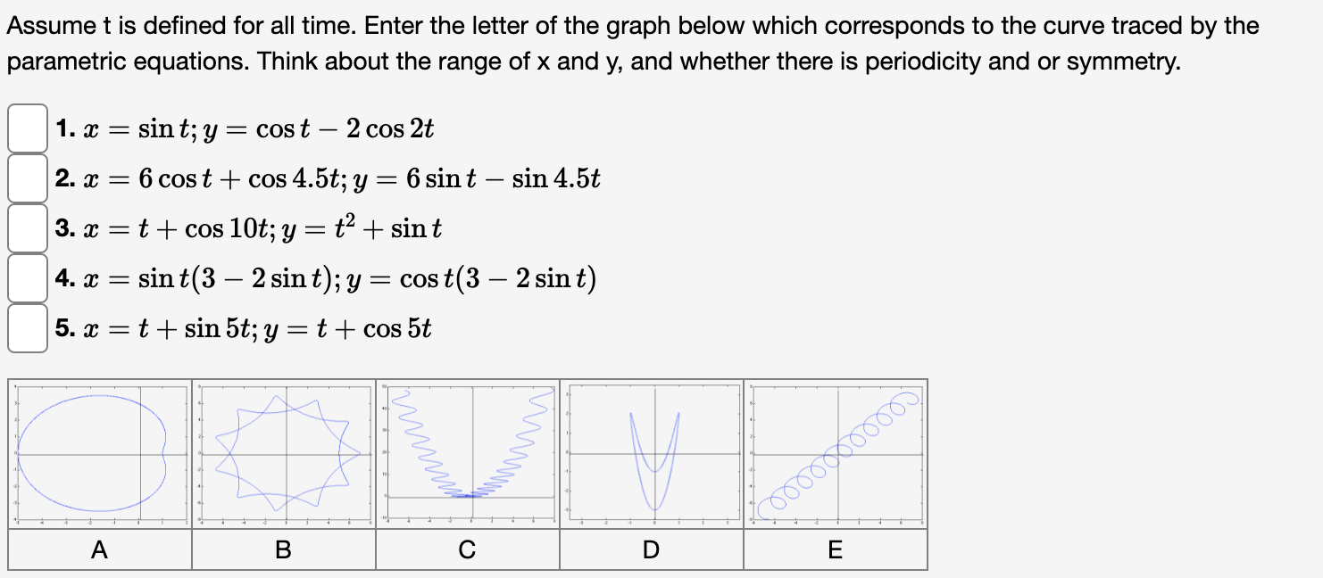 Solved Assume T Is Defined For All Time Enter The Letter Of