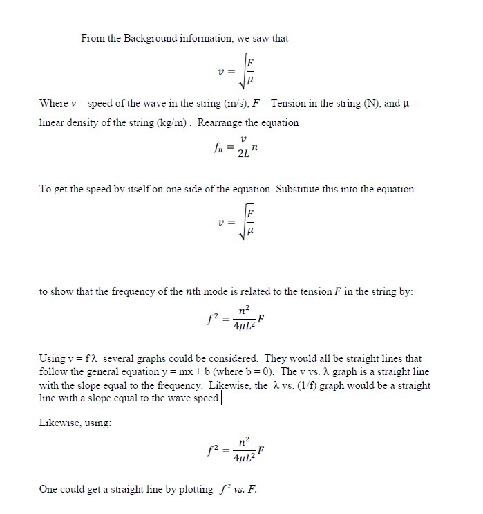 Solved From The Background Information We Saw That V Chegg Com