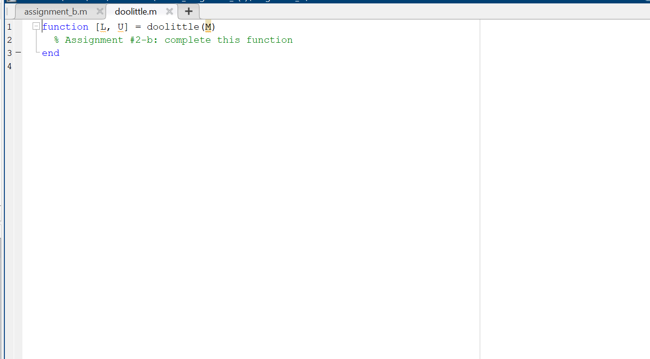 In MatLab • Implement Doolittle decomposition – | Chegg.com