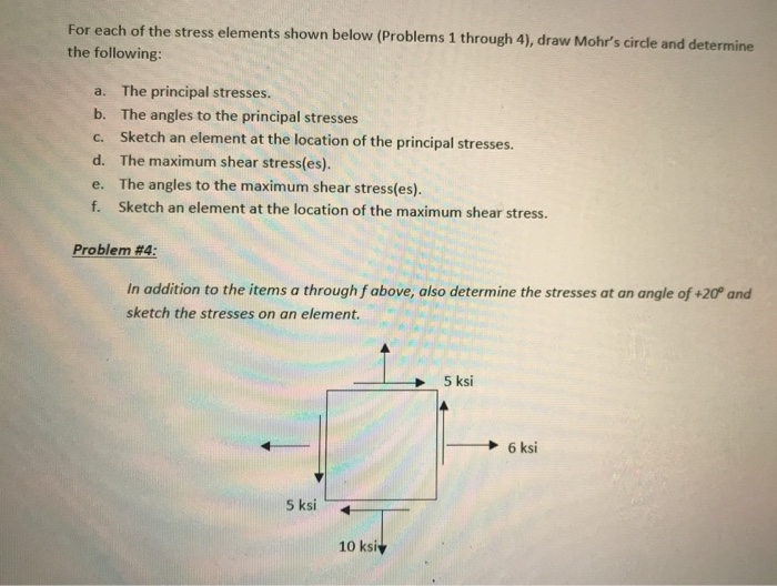 Solved or each of the stress elements shown below (Problems | Chegg.com