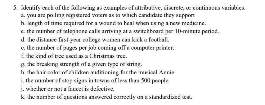 Solved 5. Identify each of the following as examples of | Chegg.com