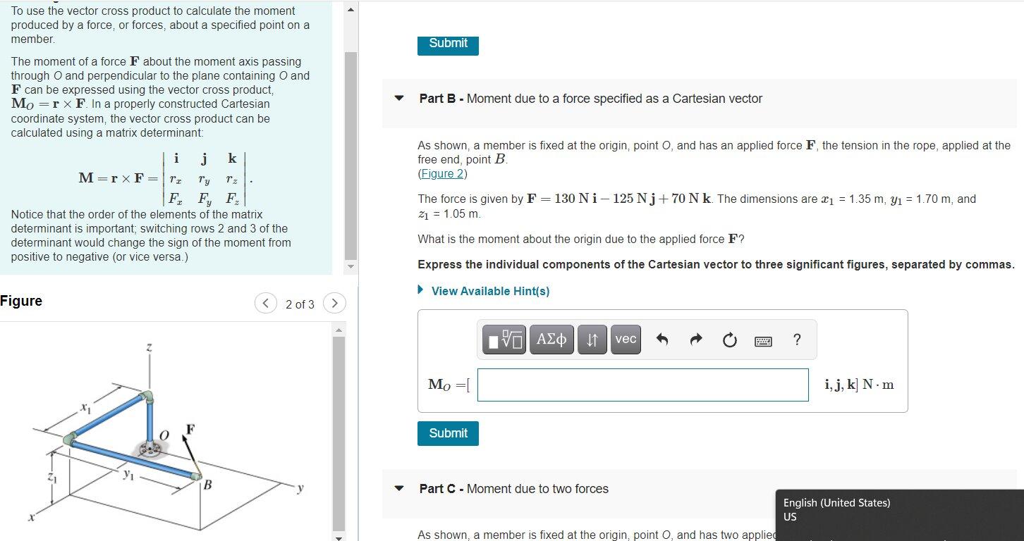 Solved To use the vector cross product to calculate the | Chegg.com