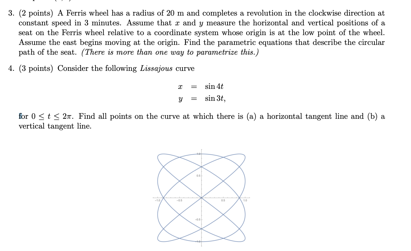 Solved 3. (2 points) A Ferris wheel has a radius of 20 m and | Chegg.com