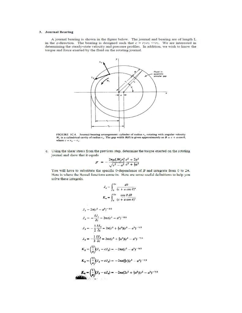 3. Journal Bearing A journal bearing is shown in the | Chegg.com