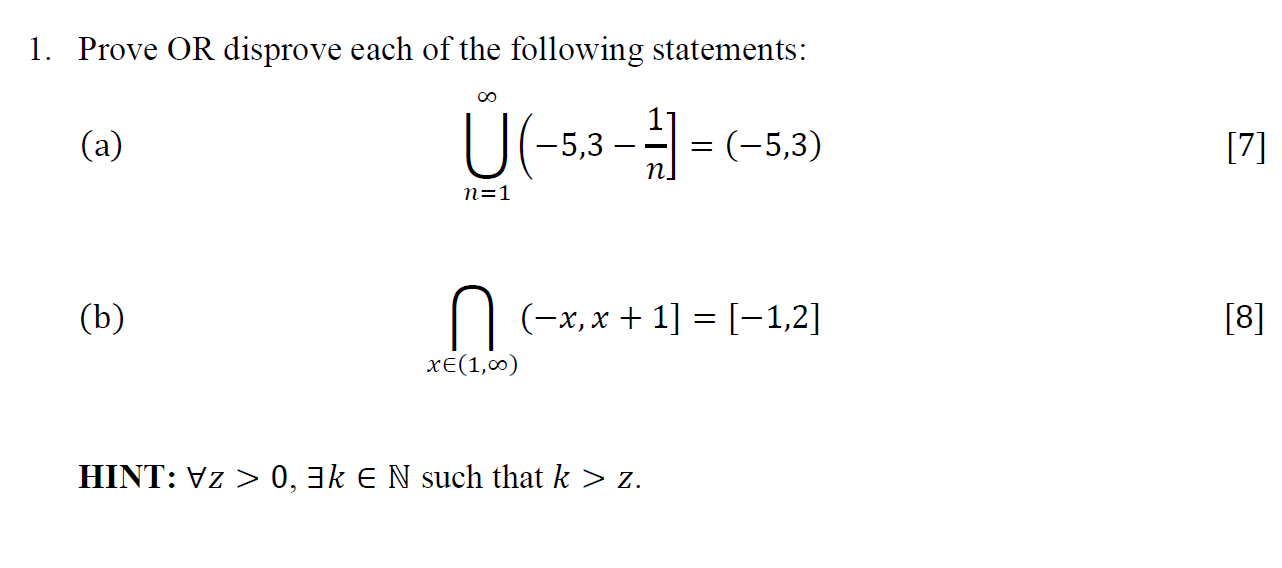 Solved 1 Prove Or Disprove Each Of The Following Stateme Chegg Com