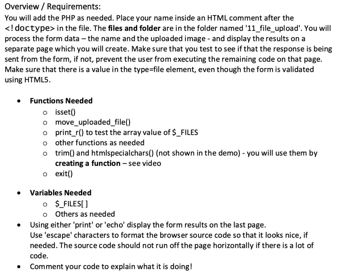 Solved Objective: To learn how to upload a file from the | Chegg.com