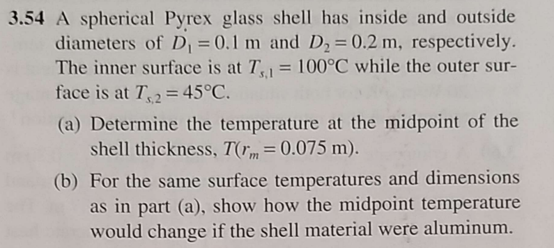 Solved 3.54 A spherical Pyrex glass shell has inside and | Chegg.com