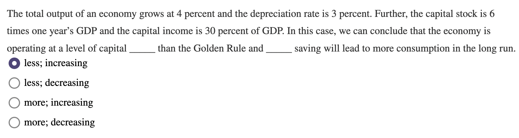 Solved The total output of an economy grows at 4 percent and | Chegg.com