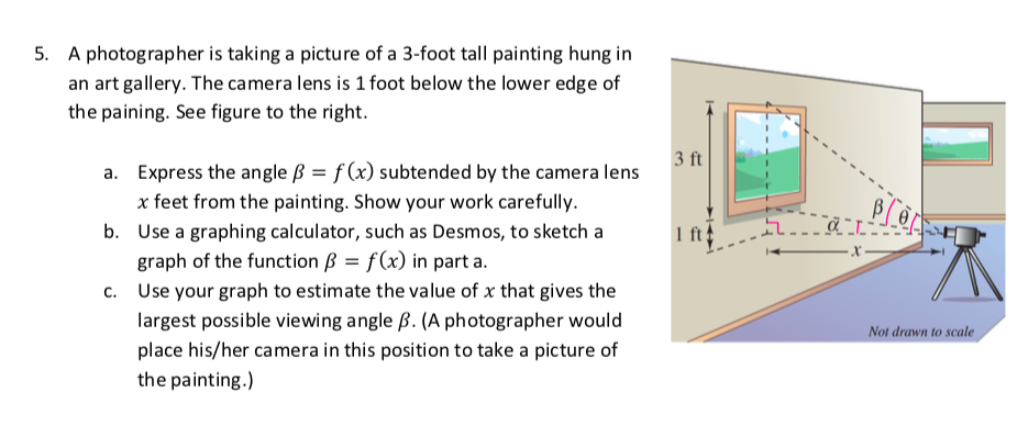 Solved 5. A photographer is taking a picture of a 3 foot Chegg