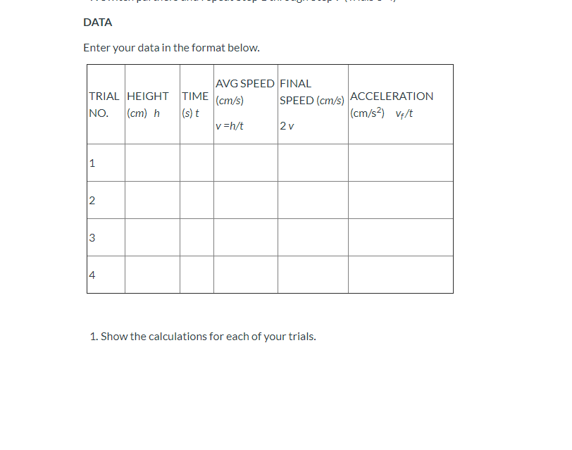 acceleration due to gravity lab report data using photogate