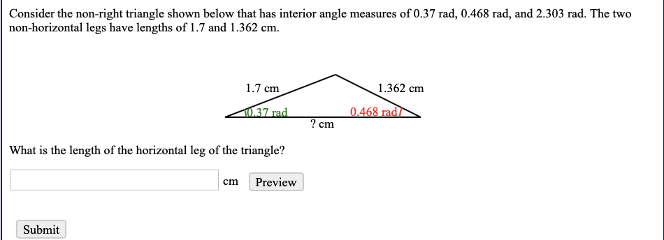 Solved Consider The Non Right Triangle Shown Below That H