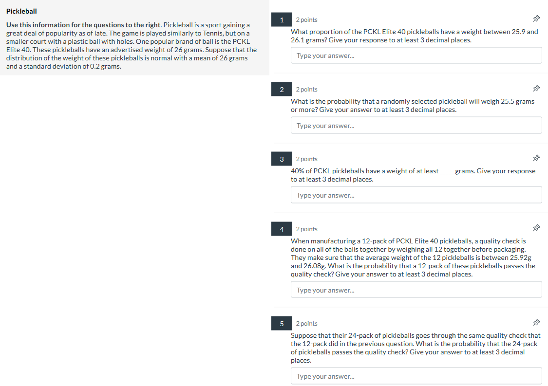 Solved Pickleball Use this information for the questions to