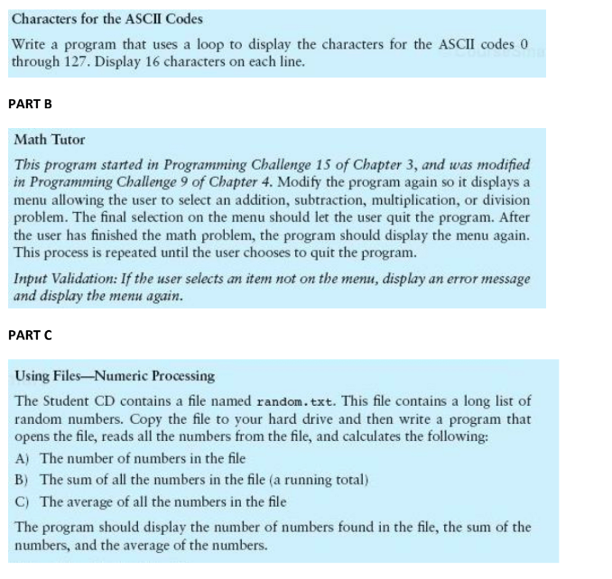 Characters for the ASCII Codes Write a program that | Chegg.com