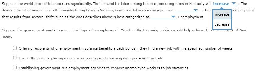 suppose the world price of tobacco falls significantly Solved Suppose the world price of tobacco rises