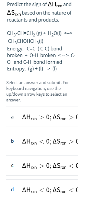Solved Predict the sign of ΔHrxn ﻿andΔSrxn ﻿based on ﻿the | Chegg.com