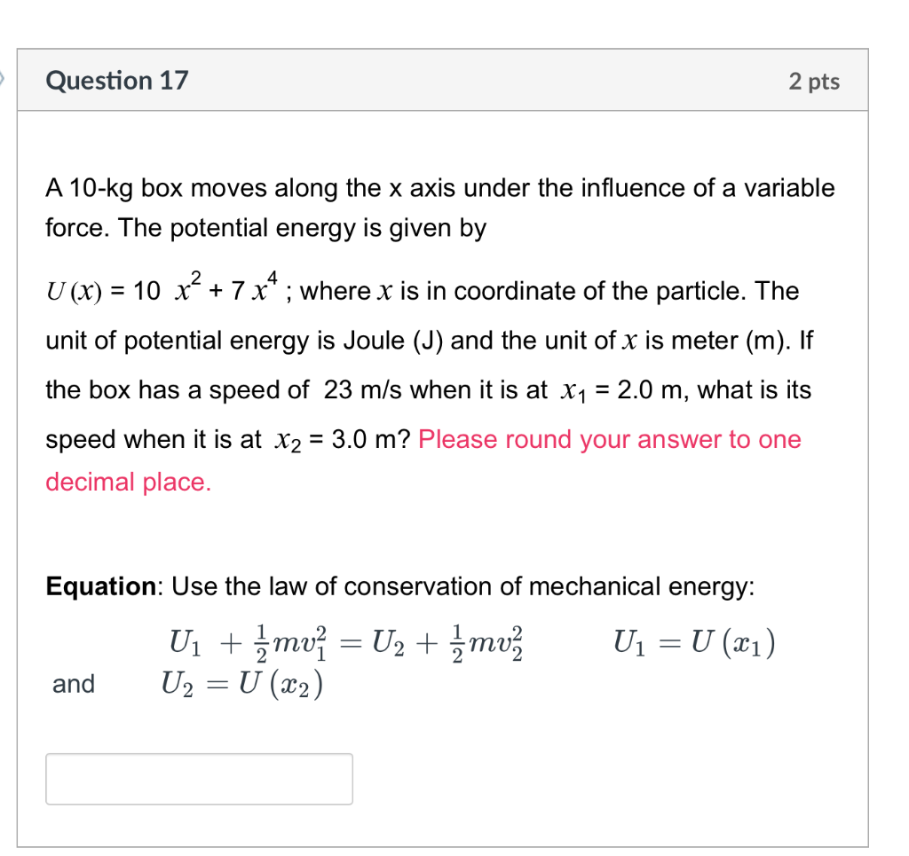 Solved A 10-kg Box Moves Along The X Axis Under The | Chegg.com