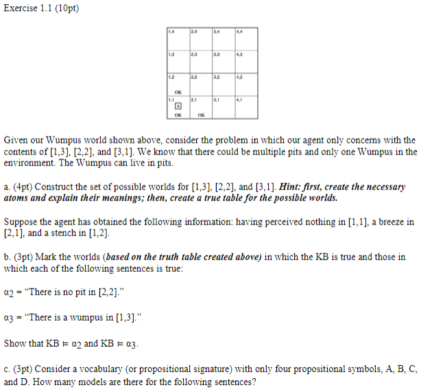 Solved Exercise 1.1 (10pt) 14 24 3.4 44 ia 23 33 a 12 22 3:2 | Chegg.com