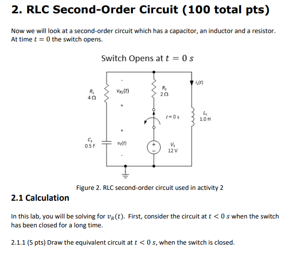 Solved 2. RLC SecondOrder Circuit (100 total pts) Now we