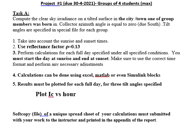 Project #1 (due 30-4-2021)- Groups of 4 students | Chegg.com