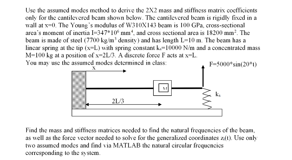 Use the assumed modes method to derive the 2X2 mass | Chegg.com
