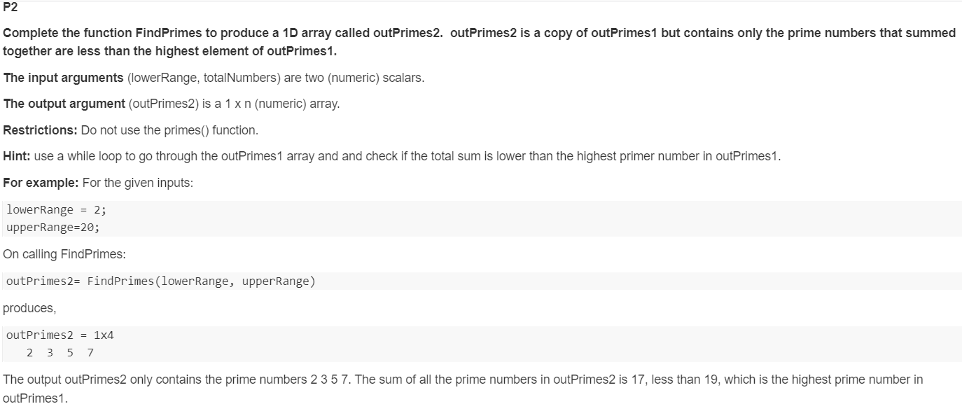 Solved P1: Write a function called FindPrimes that takes 2 | Chegg.com