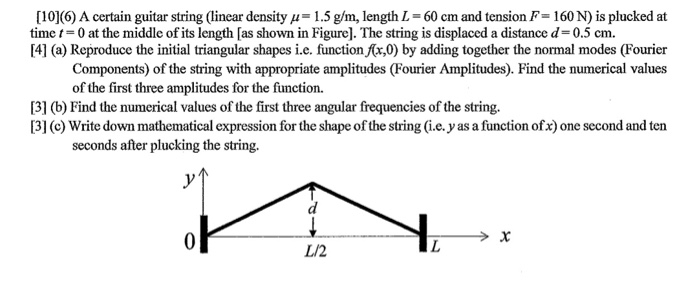 Solved [10](6) A certain guitar string (linear density-1.5 | Chegg.com