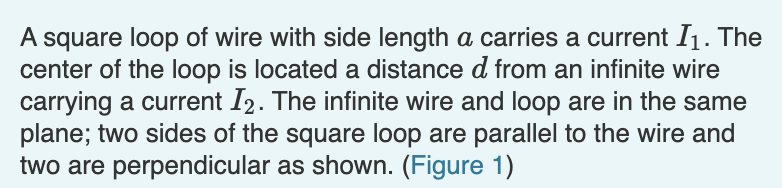 Solved A square loop of wire with side length a carries a | Chegg.com