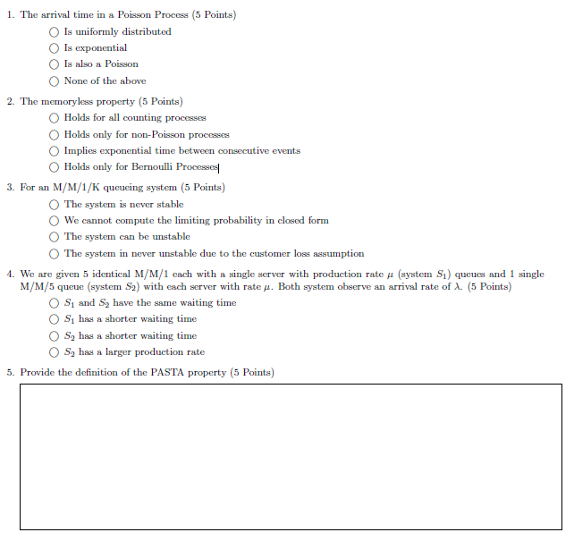 Solved 1. The arrival time in a Poisson Process (5 Points) | Chegg.com