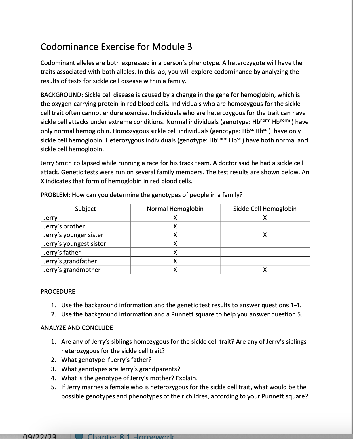 Solved Codominance Exercise For Module 3 Codominant Alleles | Chegg.com