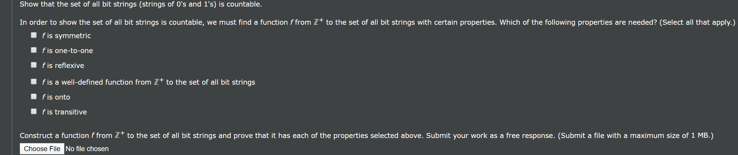 Solved Show that the set of all bit strings (strings of O's | Chegg.com