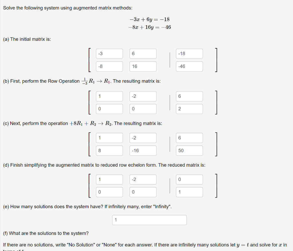 Solved Solve The Following System Using Augmented Matrix | Chegg.com