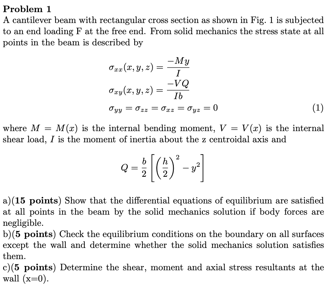 Solved Problem 1 A Cantilever Beam With Rectangular Cross 