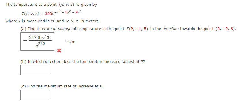 Solved The temperature at a point (x, y, z) is given by T(x, | Chegg.com