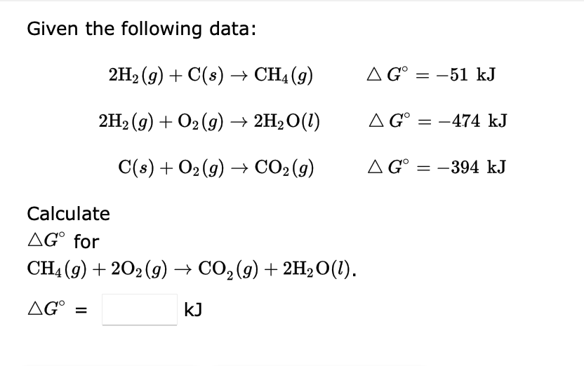 Solved Given the following data: | Chegg.com