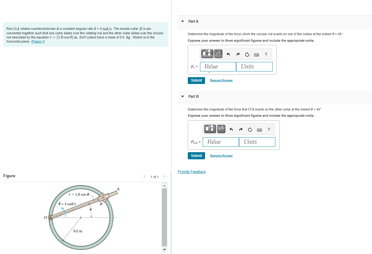 Rod OA rotates counterclockwise at a constant angular | Chegg.com