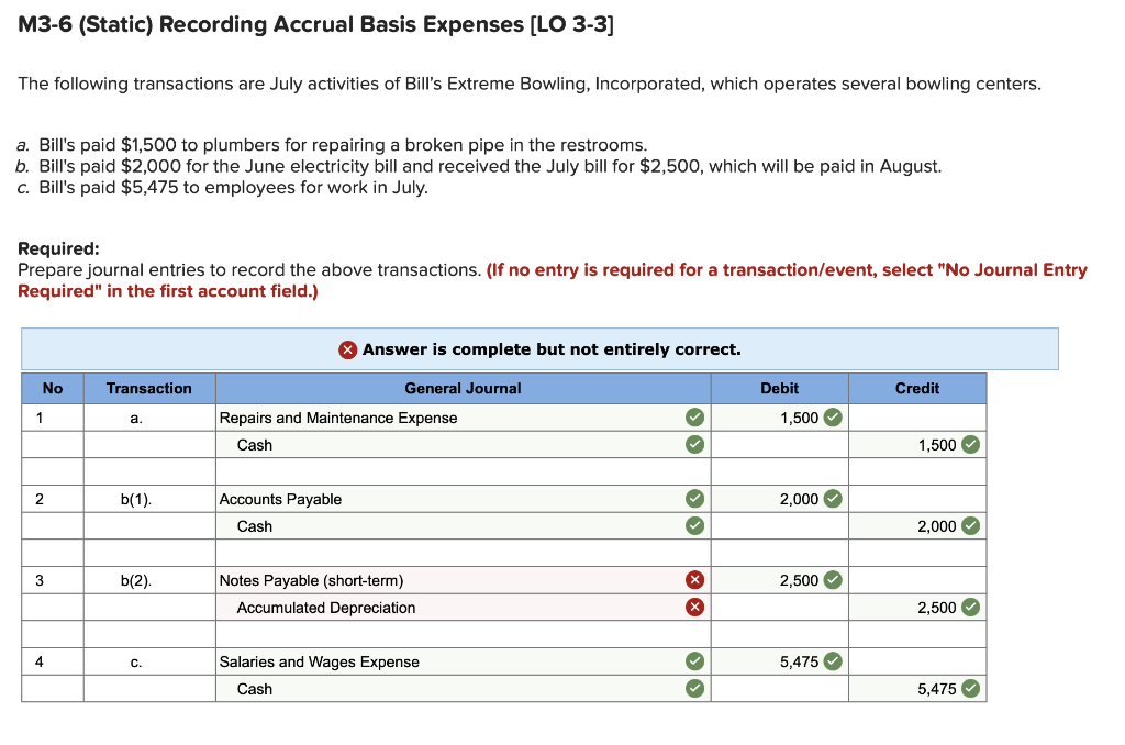Solved M36 (Static) Recording Accrual Basis Expenses (LO