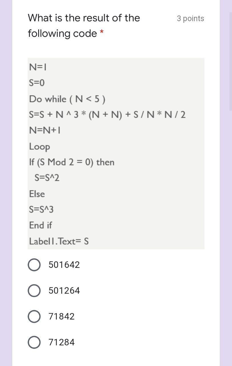 Solved 3 points What is the result of the following code * | Chegg.com