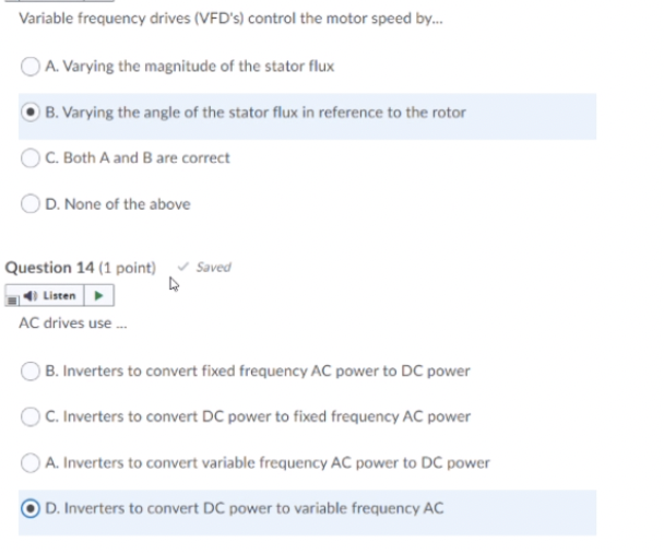 Solved Variable frequency drives (VFD's) control the motor | Chegg.com