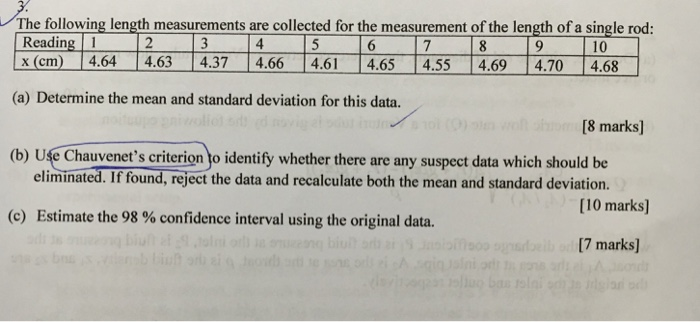 Solved The following length measurements are collected for | Chegg.com