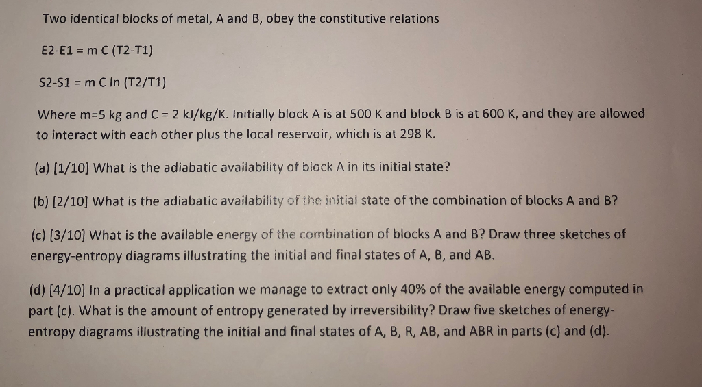 Solved Please help me solve this thermodynamics problem. I | Chegg.com
