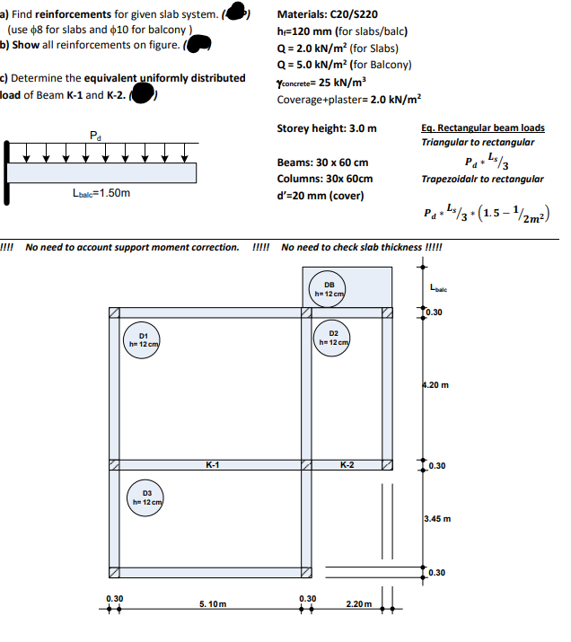 Solved A) Find Reinforcements For Given Slab System. (b) 