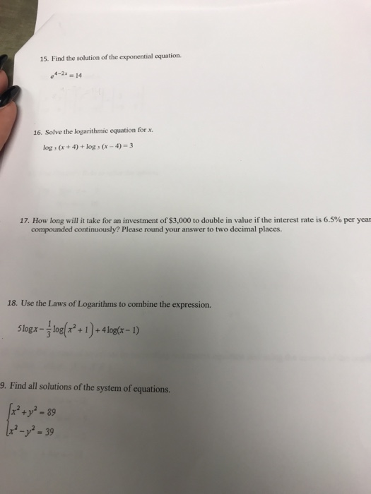 Solved 15. Find the solution of the exponential equation. | Chegg.com