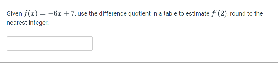 Solved Given f(x)=−6x+7, use the difference quotient in a | Chegg.com