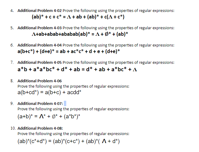 Solved 4 Additional Problem 4 02 Prove The Following Using Chegg Com