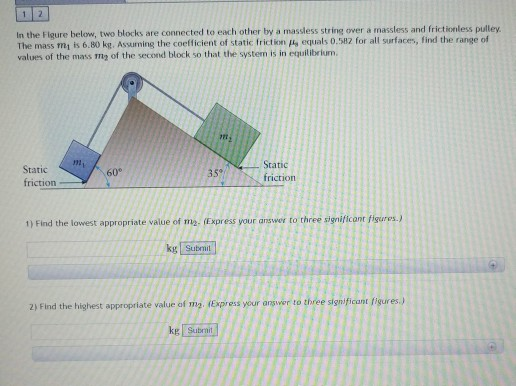 Solved In the Figure below, two blocks are connected to each | Chegg.com