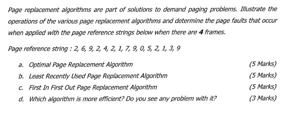 Solved Page replacement algorithms are part of solutions to | Chegg.com