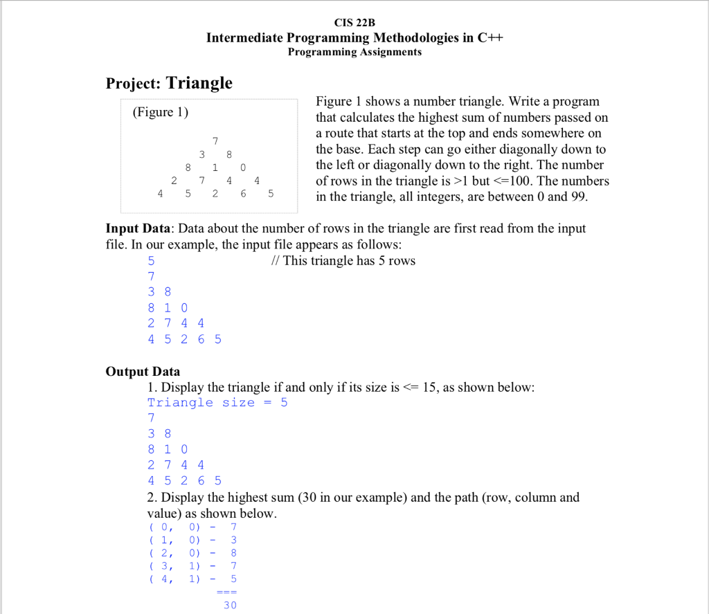 CIS 22B Intermediate Programming Methodologies in C++ | Chegg.com